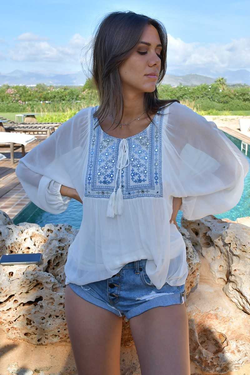 Miss June - Blusa RAPSODIA Blue - Blusas / Camisas / Tops - Miss June