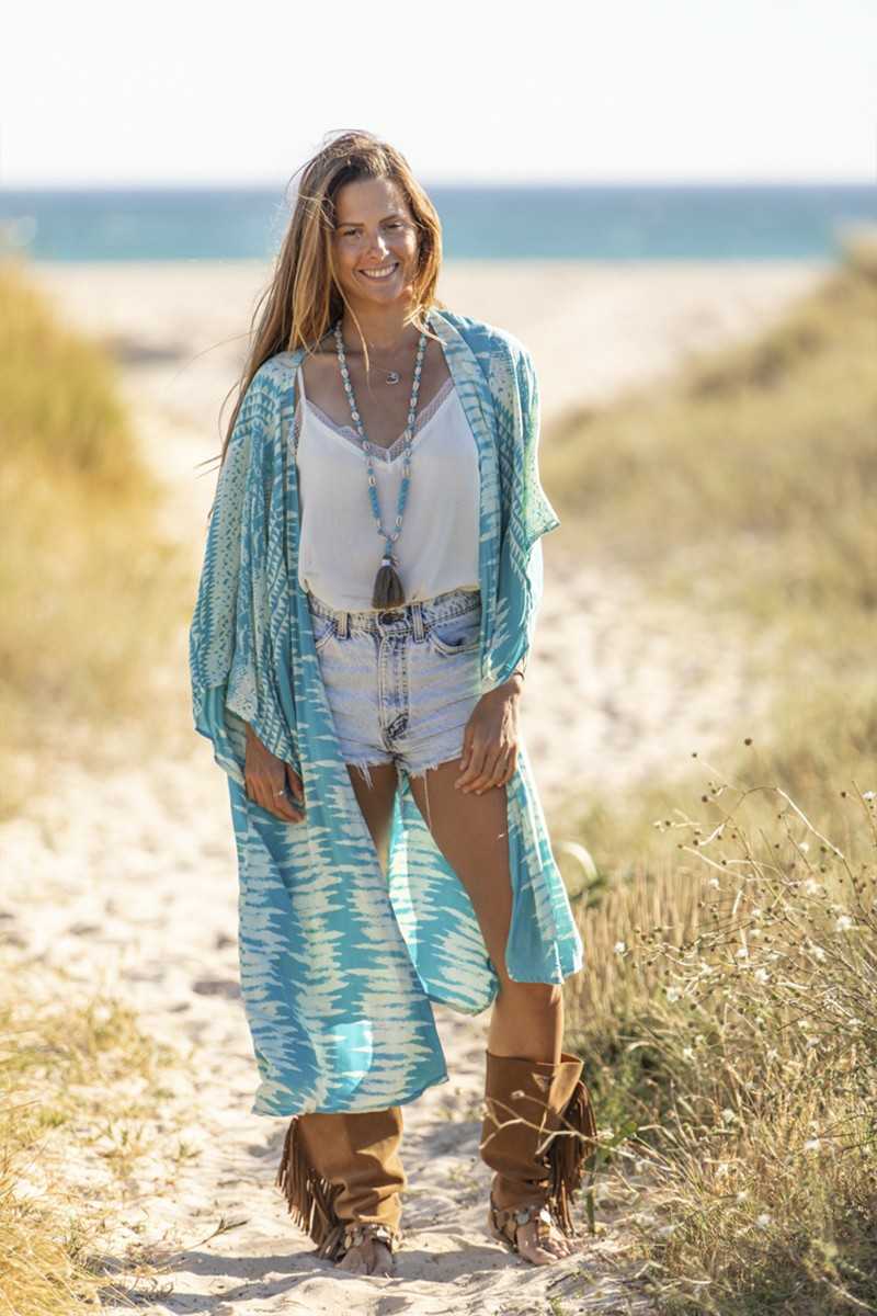 Tarifa Soul - Kimono Zoe - Turquoise - Chalecos / Kimonos - TARIFA SOUL