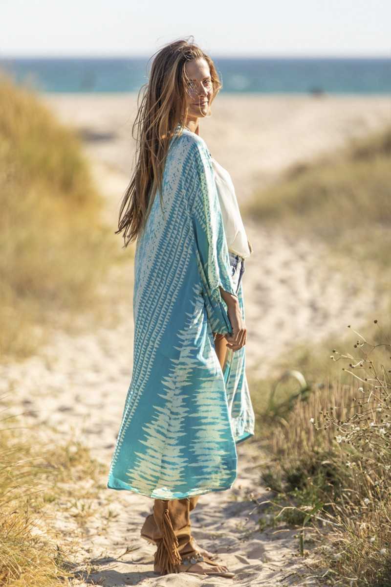 Tarifa Soul - Kimono Zoe - Turquoise - Chalecos / Kimonos - TARIFA SOUL