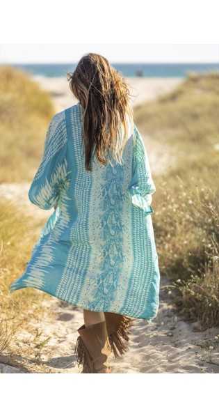 Tarifa Soul - Kimono Zoe - Turquoise - Chalecos / Kimonos - TARIFA SOUL