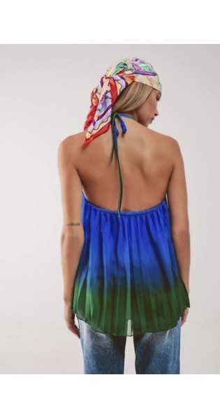 Q2 - Top Plisado En Degradé Azul - Blusas / Camisas / Tops - Q2
